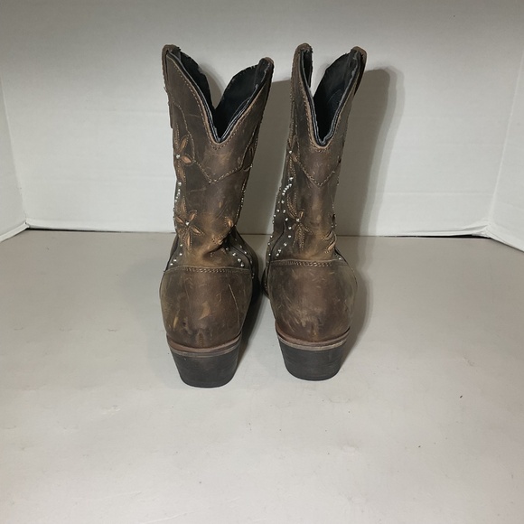 Santa Fe Boot Co Brown Leather Floral Jeweled Cowboy Western Boots Size 8.5 - Picture 11 of 12